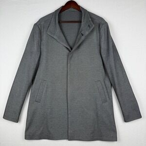 KOAJ Plumy Car Coat Womens Large Gray Super Slim Fit Textured Button Up Jacket